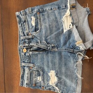 American Eagle Outfitters Blue Distressed Jean Shorts